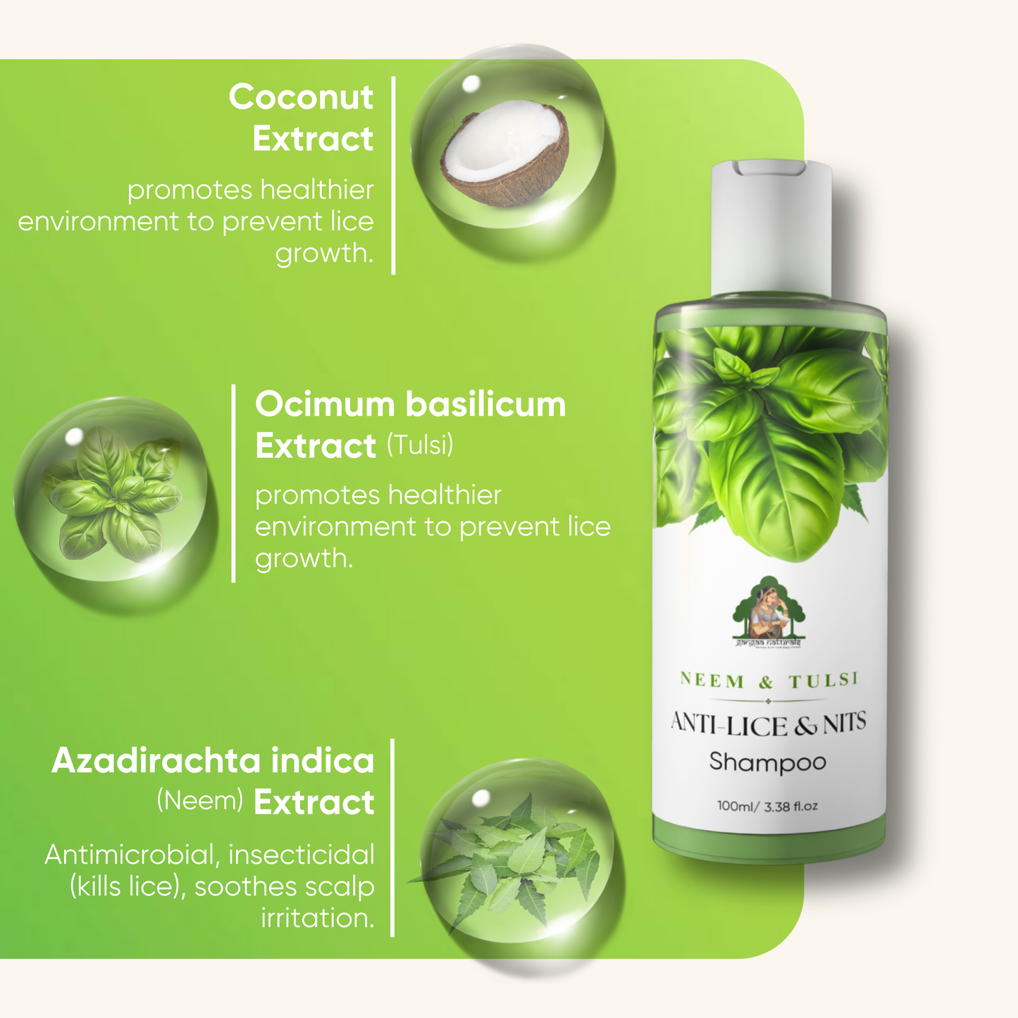 Neem & Tulsi ANTI-LICE & NITS Shampoo With Steel Lice & Nits Removal Comb