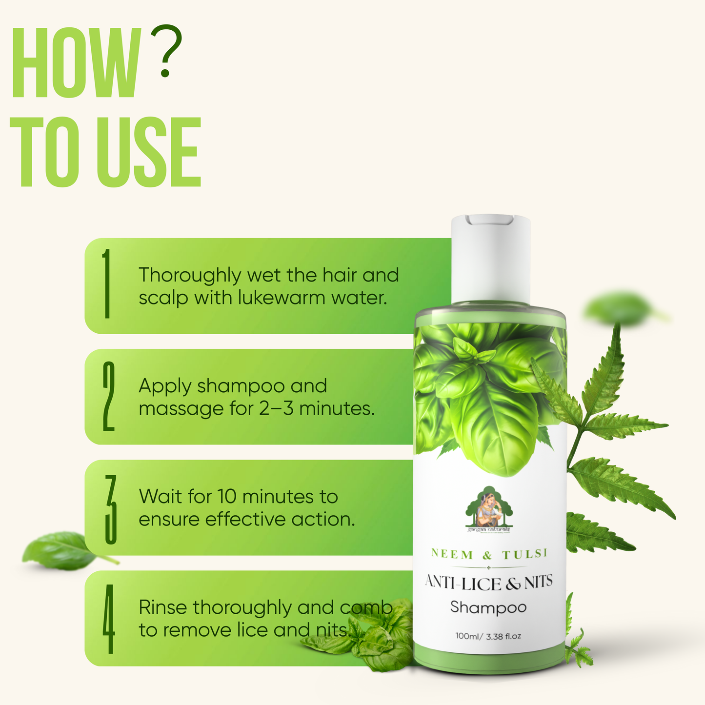Gangaa Naturals Neem & Tulsi ANTI-LICE & NITS Shampoo 100ml